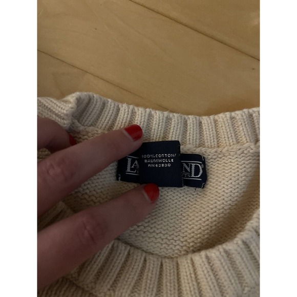 Lands' End Cream Sweater with American Flag Design - Picture 4 of 4